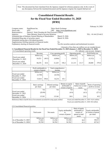 Miniature PeptiDream
 Bilan financier 2025