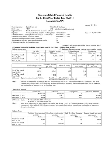 Miniature PeptiDream
 Bilan financier fy2015