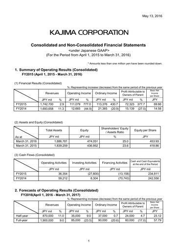 Thumbnail Kajima
 Financial Statement fy2015
