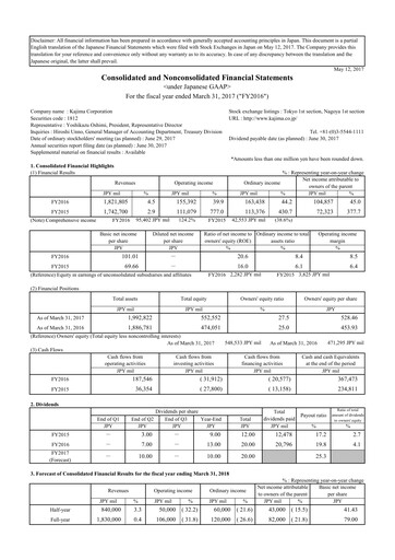 Thumbnail Kajima
 Financial Statement fy2016