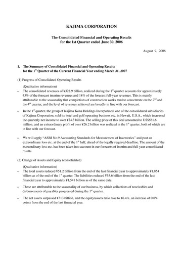 Thumbnail Kajima
 Quarterly Report 2006-q1