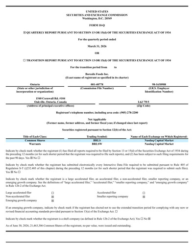 Miniature Borealis Foods Rapport trimestriel 2026-q1