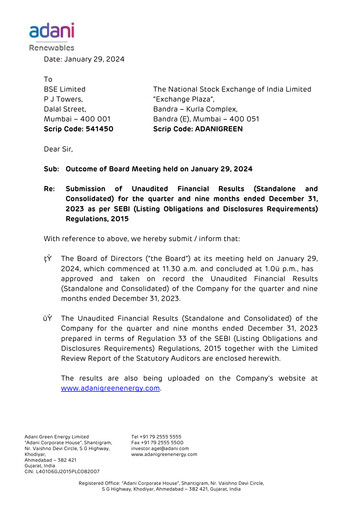 Thumbnail Adani Green Energy
 Quarterly Report 2023-q3