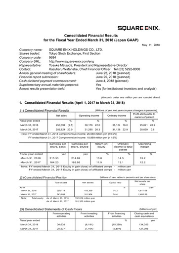 Thumbnail Square Enix
 Financial Statement fy2018
