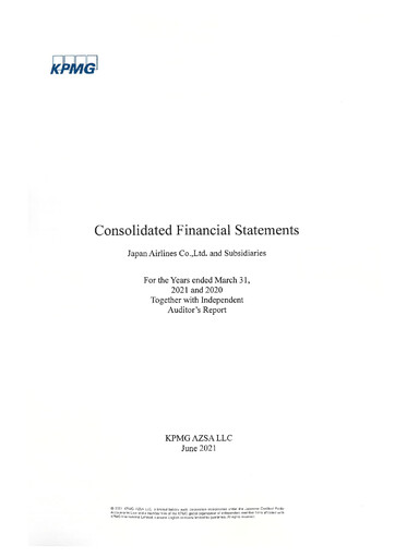 Thumbnail Japan Airlines
 Financial Statement fy2020