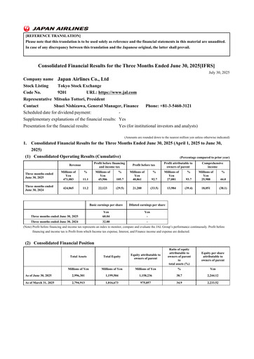 Thumbnail Japan Airlines
 Quarterly Report 2025-q1