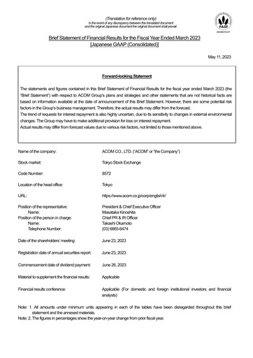 Thumbnail Acom
 Financial Report fy2023