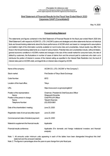 Thumbnail Acom
 Financial Statement fy2020