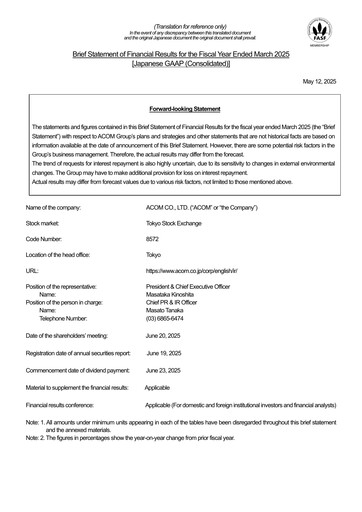 Thumbnail Acom
 Financial Statement fy2025