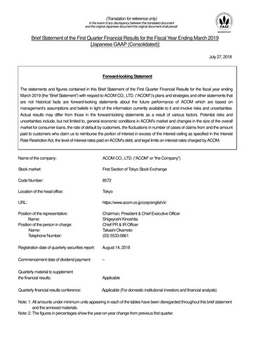 Thumbnail Acom
 Quarterly Report fy2019-q1