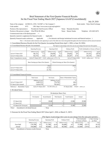 Miniature Acom
 Rapport trimestriel fy2027-q1
