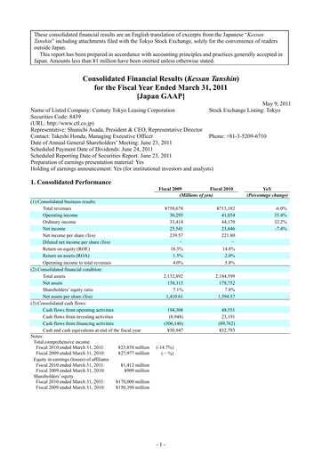 Thumbnail Tokyo Century Financial Statement 2011