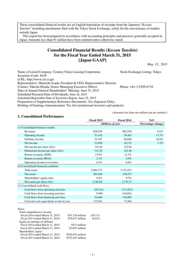 Thumbnail Tokyo Century Financial Statement 2015