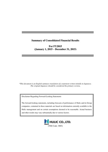 Thumbnail Hulic Financial Statement 2015