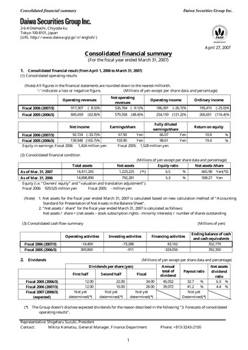 Thumbnail Daiwa Securities Group

 Financial Statement fy2006