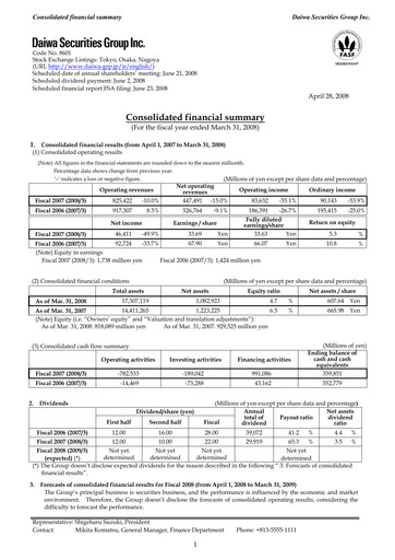 Thumbnail Daiwa Securities Group

 Financial Statement fy2007