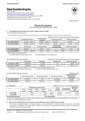 Thumbnail Daiwa Securities Group

 Financial Statement fy2008