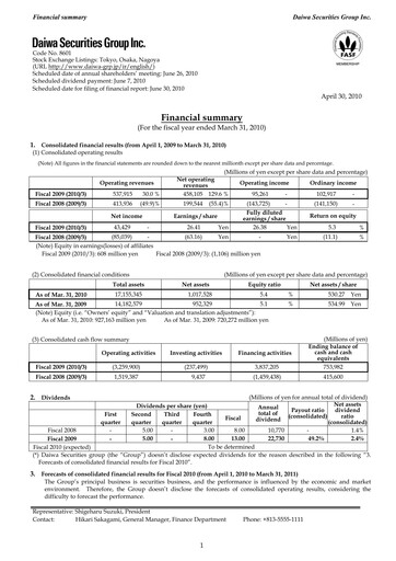 Thumbnail Daiwa Securities Group

 Financial Statement fy2009