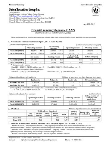 Thumbnail Daiwa Securities Group

 Financial Statement fy2011