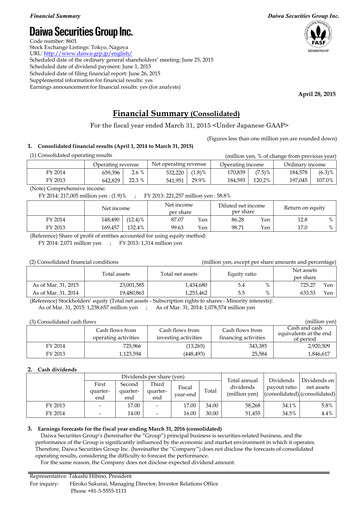 Thumbnail Daiwa Securities Group

 Financial Statement fy2014