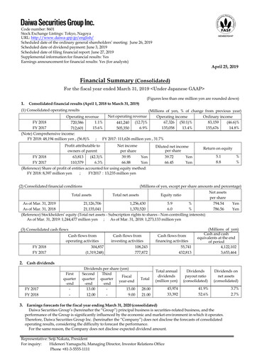 Thumbnail Daiwa Securities Group

 Financial Statement fy2018