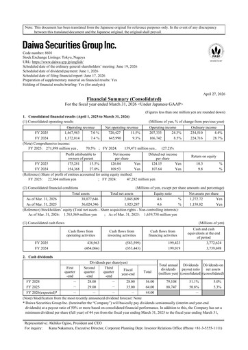 Thumbnail Daiwa Securities Group

 Financial Statement fy2025