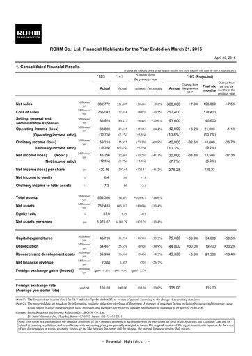 Thumbnail Rohm
 Financial Statement fy2015