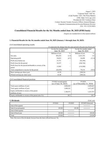 Thumbnail AGC Half-year Report 2025-h1