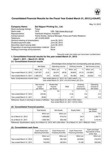 Thumbnail Dai Nippon Printing Financial Statement fy2012