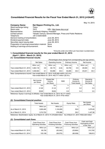 Thumbnail Dai Nippon Printing Financial Statement fy2015