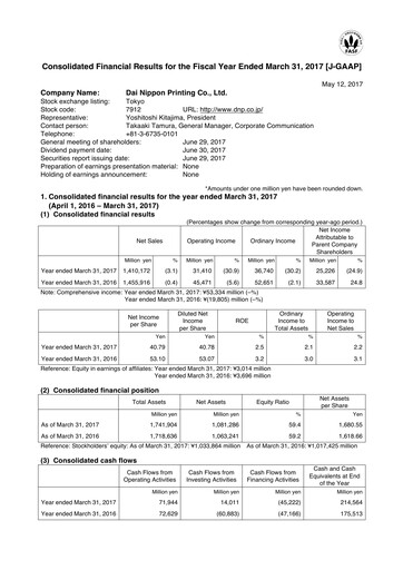 Thumbnail Dai Nippon Printing Financial Statement fy2017