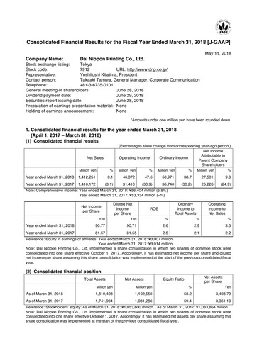 Thumbnail Dai Nippon Printing Financial Statement fy2018