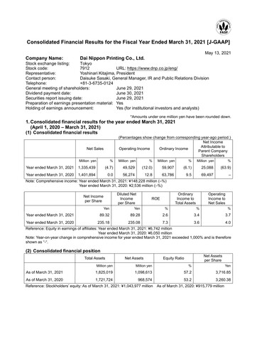 Thumbnail Dai Nippon Printing Financial Statement fy2021