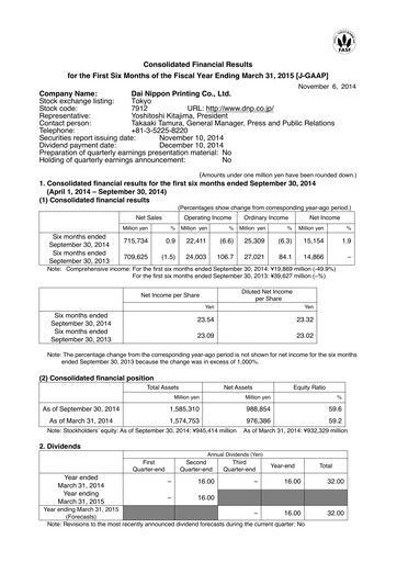 Thumbnail Dai Nippon Printing Half-year Report 2014-h1