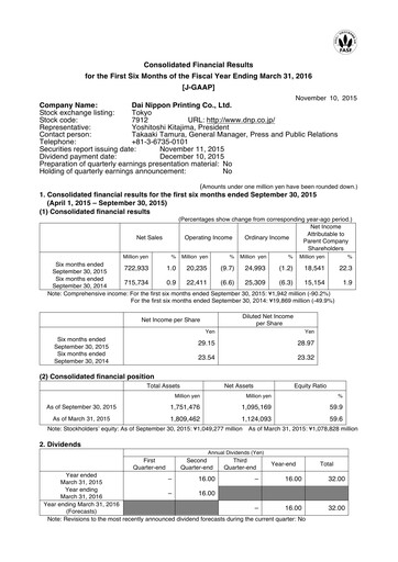 Thumbnail Dai Nippon Printing Half-year Report 2015-h1