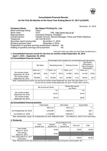 Thumbnail Dai Nippon Printing Half-year Report 2016-h1