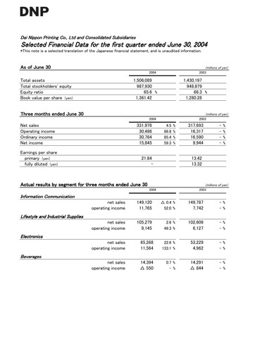 Thumbnail Dai Nippon Printing Quarterly Report 2004-q1