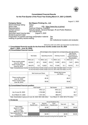 Thumbnail Dai Nippon Printing Quarterly Report 2020-q1