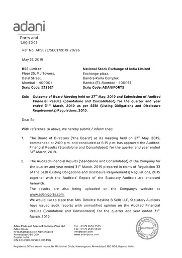 Thumbnail Adani Ports & SEZ Quarterly Report 2018-q4