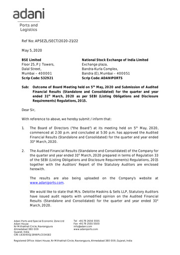 Thumbnail Adani Ports & SEZ Quarterly Report 2019-q4