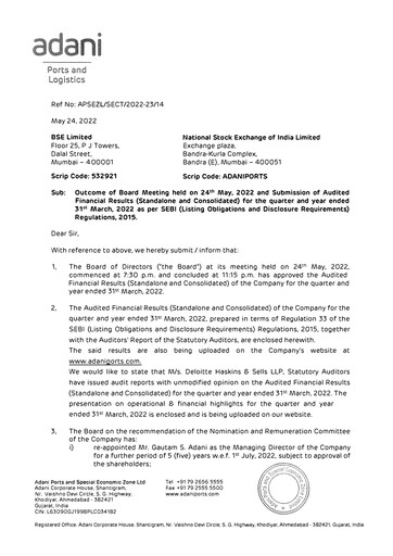Thumbnail Adani Ports & SEZ Quarterly Report 2021-q4