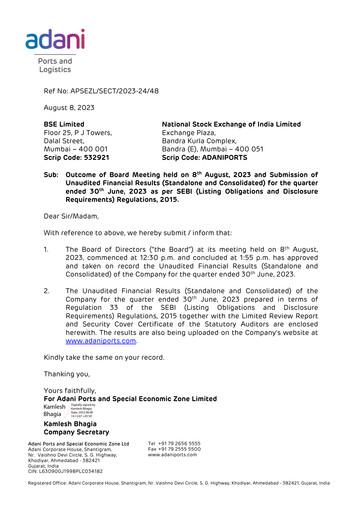 Thumbnail Adani Ports & SEZ Quarterly Report 2023-q1