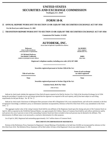 Thumbnail Autodesk Financial Report 2002