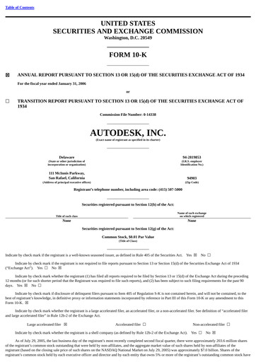 Thumbnail Autodesk Financial Report 2006
