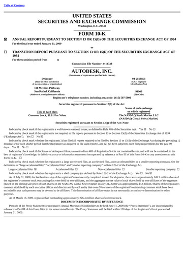 Thumbnail Autodesk Financial Report 2009