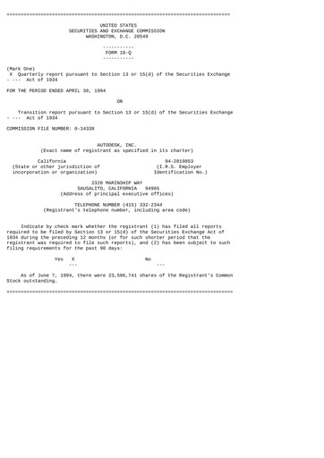 Thumbnail Autodesk Quarterly Report 1995-q1