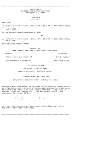 Thumbnail Autodesk Quarterly Report 2001-q1