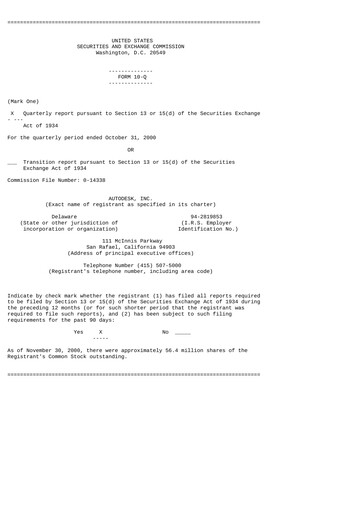 Thumbnail Autodesk Quarterly Report 2001-q3