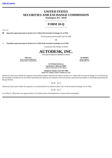Thumbnail Autodesk Quarterly Report 2005-q1