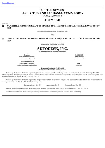Thumbnail Autodesk Quarterly Report 2008-q3